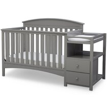 Grey crib with attached best sale changing table